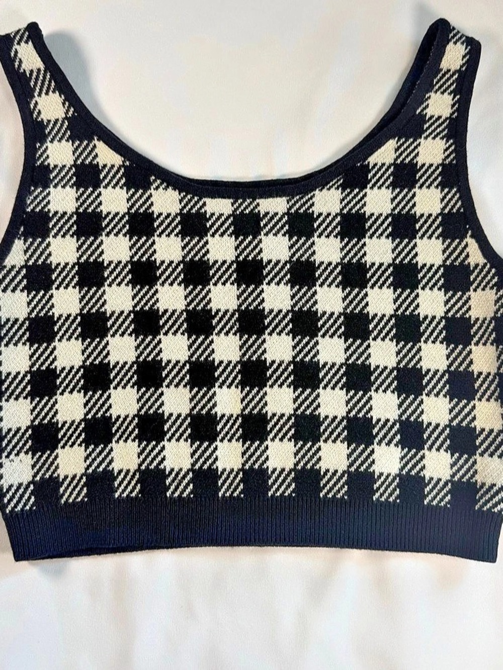 Future Collective Gabriella Karefa-Johnson Checkered Crop Tank in Black & White